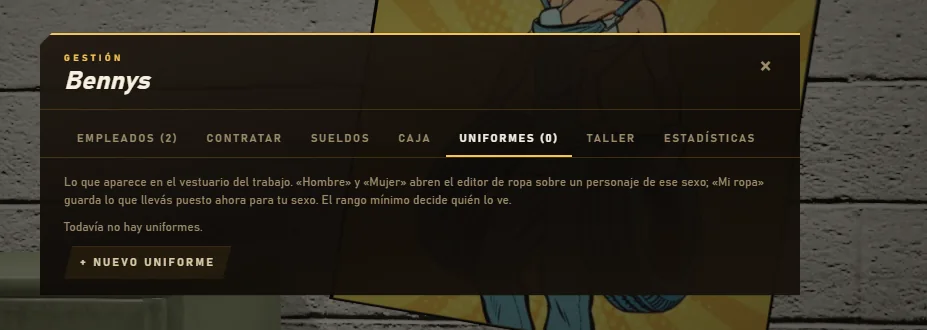 Gestión: uniformes