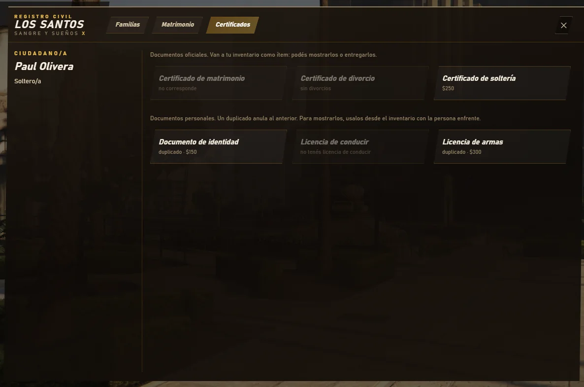 Certificados y documentos